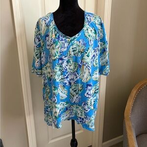 Chico's Blue and Green Patterned Top